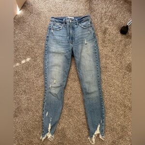 Abercrombie The Skinny High Rise Blue Distressed Jeans